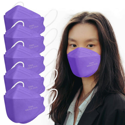 Borje® KN95 Face Masks, 100 Pcs Disposable Face Masks, Purple Mask Against PM2.5 from Fire Smoke & Dust Filter Efficiency 95% - Borje