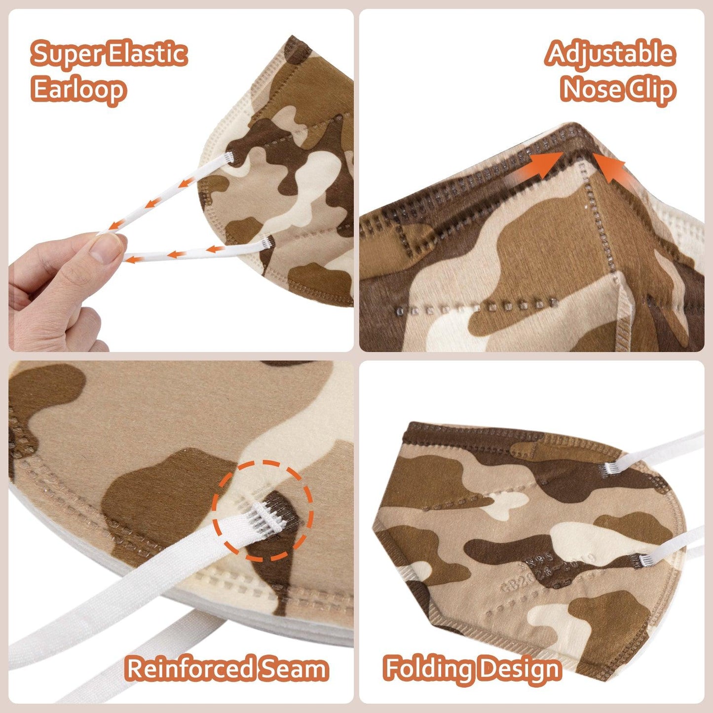 KN95 Face Masks 50 Pcs, 5-Ply Protection Camo KN95 Mask - Borje